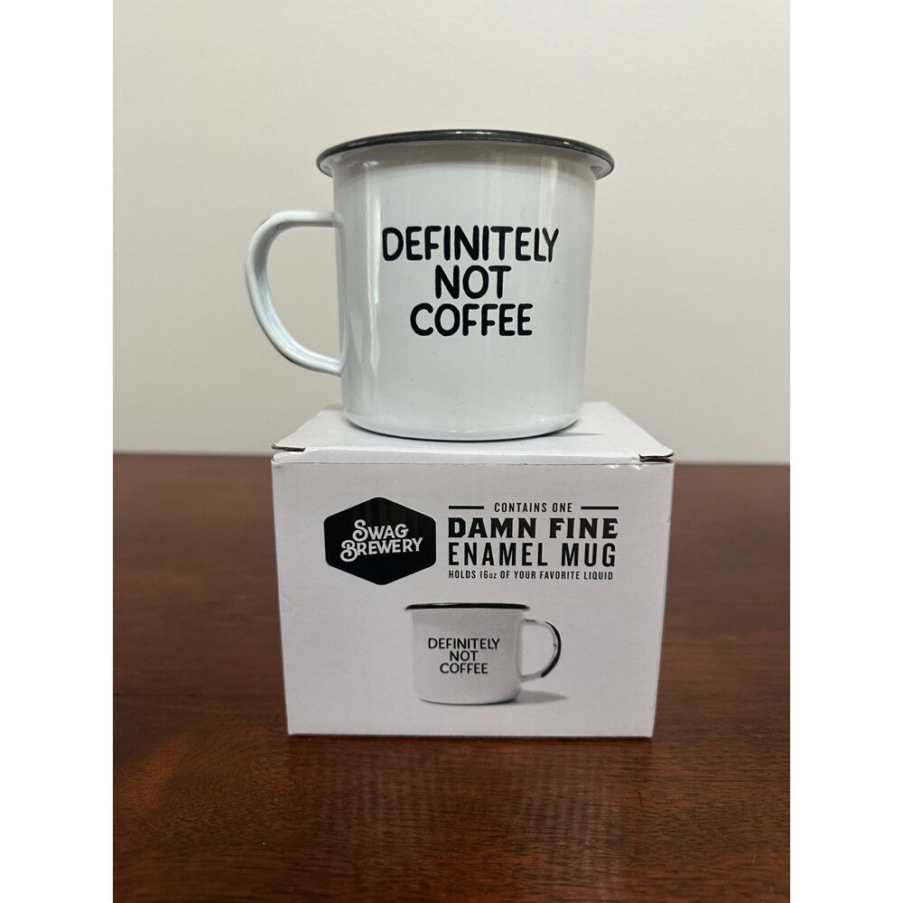 Swag Brewery Definitely Not Coffee Enamel Mug 16 oz Funny Holiday Gift Boxed